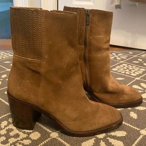 Frye Suede Tan Heeled Boots